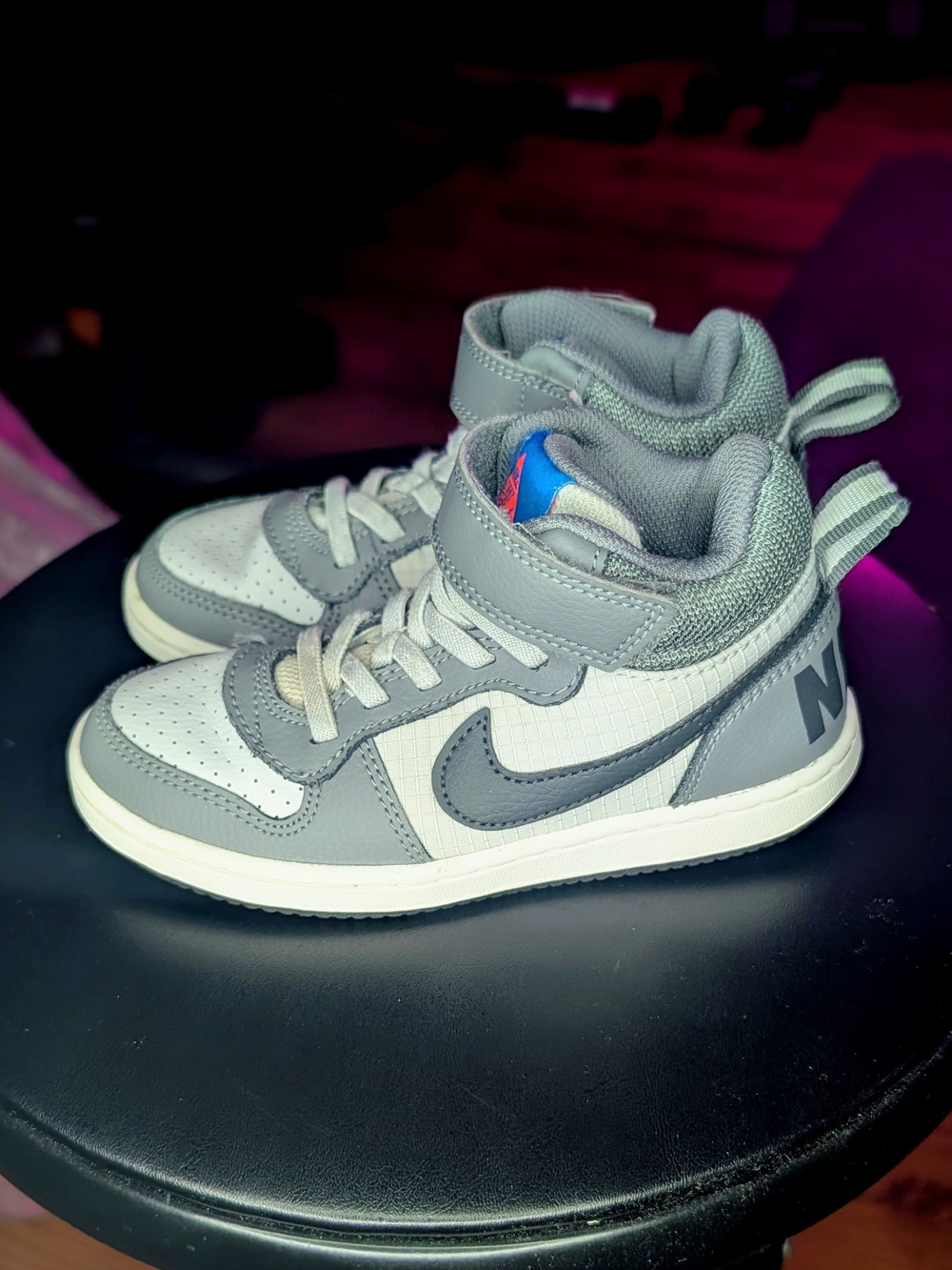 Nike Kids Court Borough Mid Gray and White Sneakers
